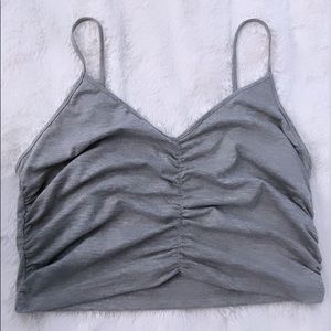 Very Cute Gray Ruched Detailing Top